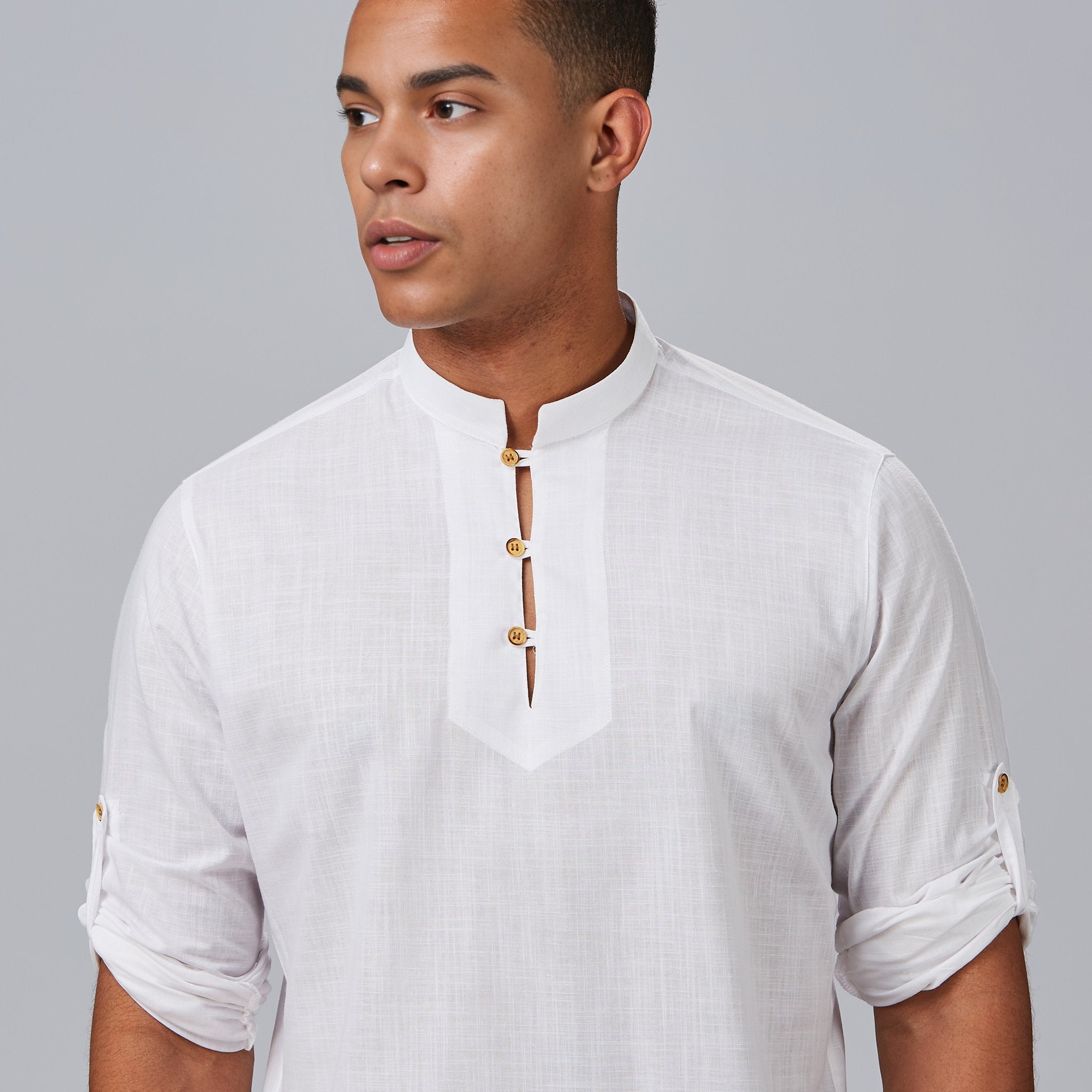 Gary's Dante chemise homme slim effet lin blanc manches longues