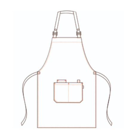 Gary's Aprons tablier bavette beige 82x72 sangle cuir 4 poches