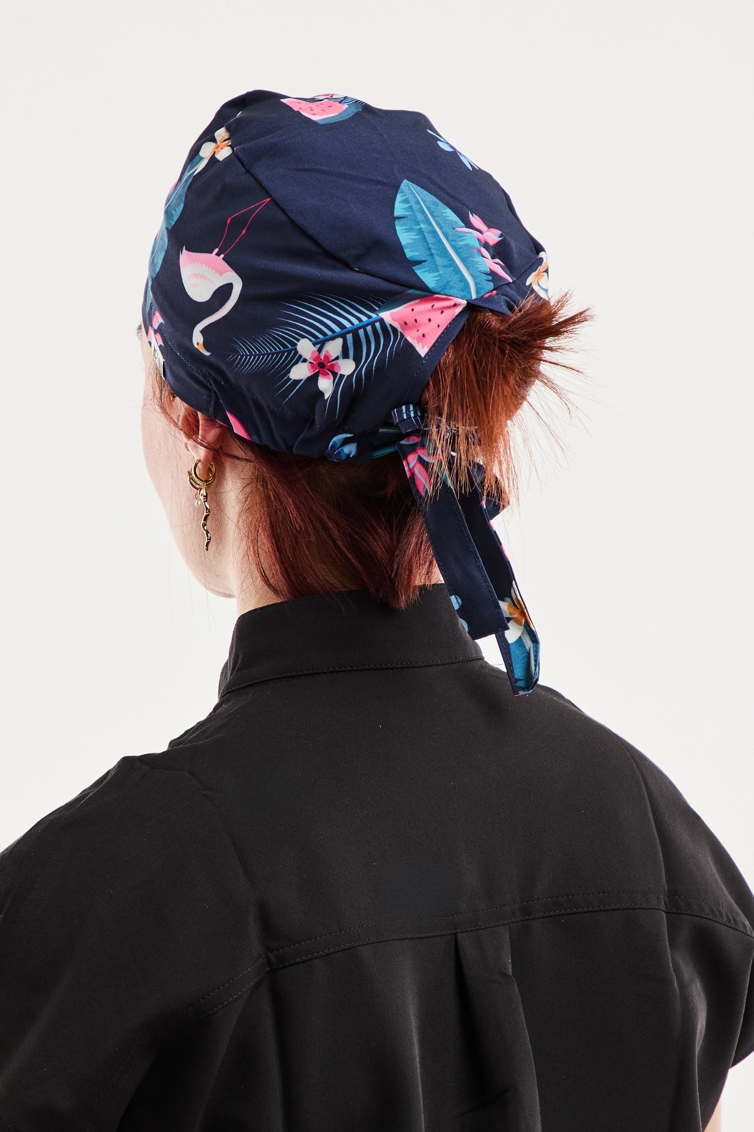 Aelin Paris calot médical flamants roses marine extensible