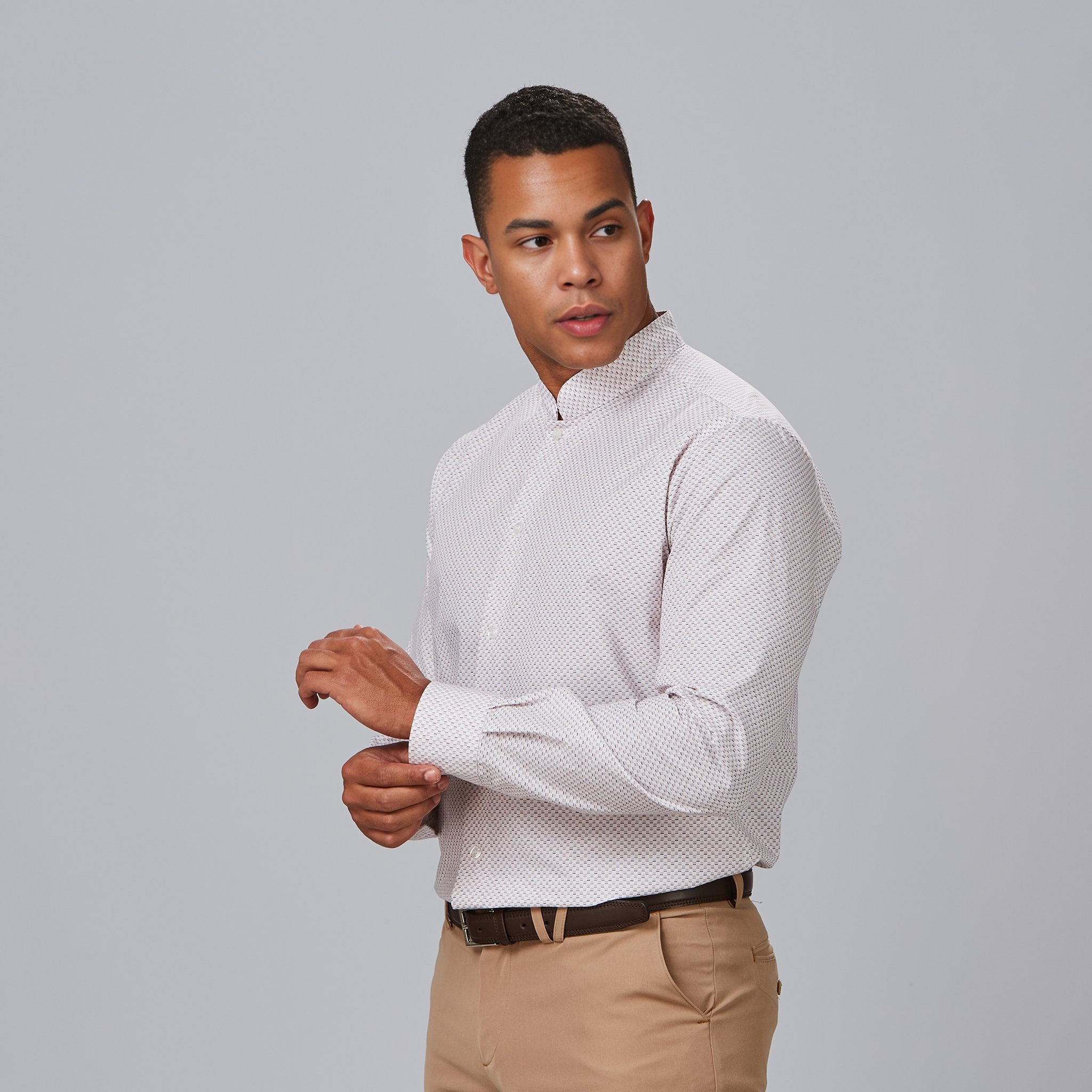 Gary's Vito chemise homme slim fit col mao drapeaux XS
