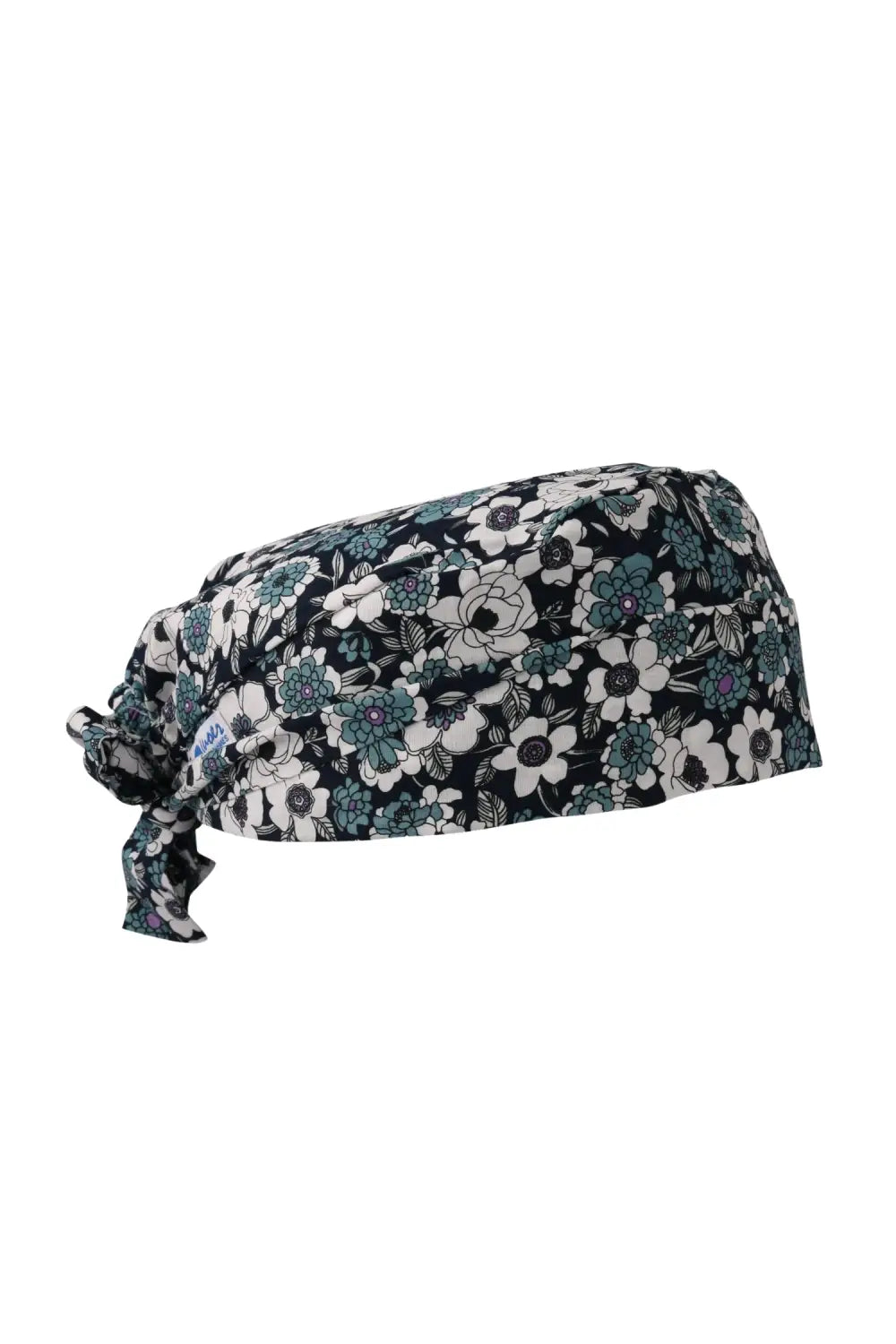 Aelin Paris Calot Médical Coton Noir Floral Gris Court