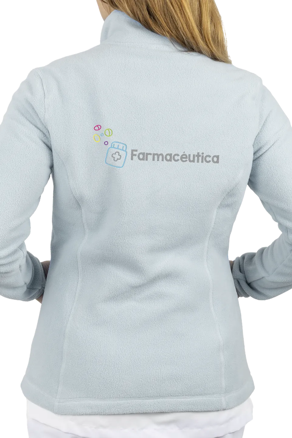 Enfermania Ropa polaire femme bleu glace pharmacien brodé