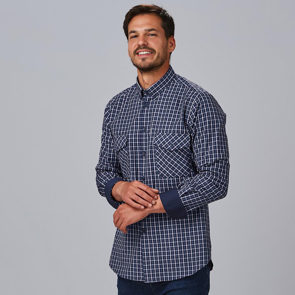 Gary's Fausto Chemise Homme Carreaux Marine Slim