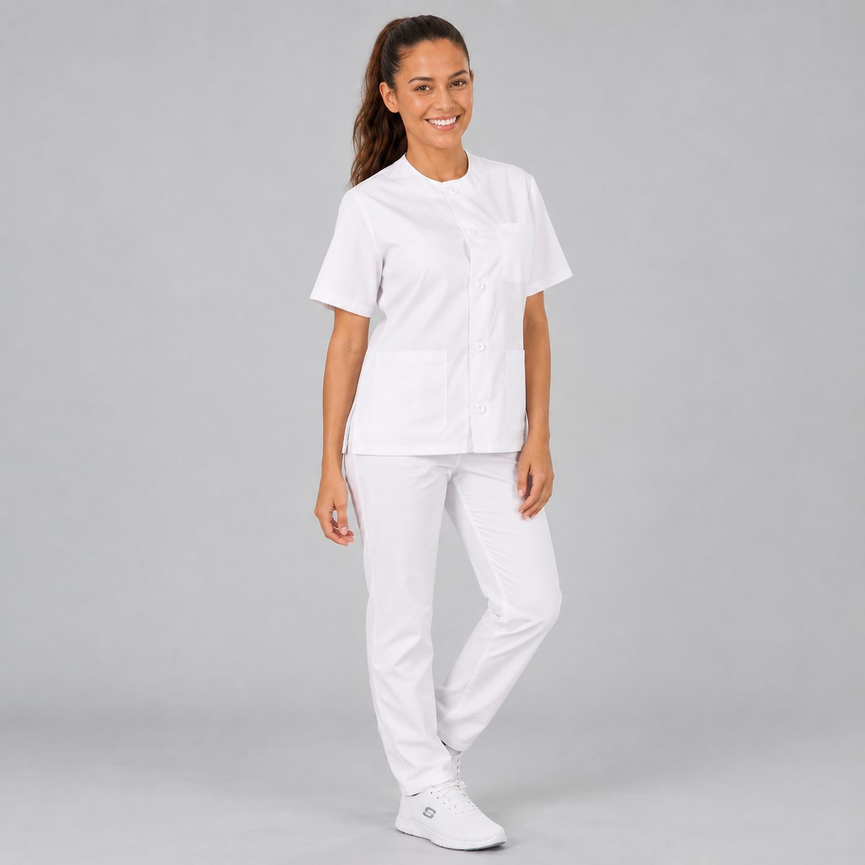 Gary's Ensemble médical blanc blouse pantalon boutons