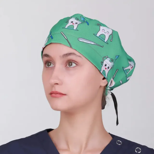 Aelin Paris calot médical vert dents 100% polyester