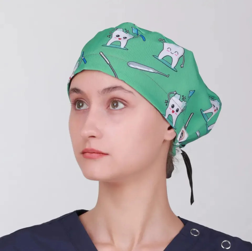 Aelin Paris calot médical vert dents 100% polyester
