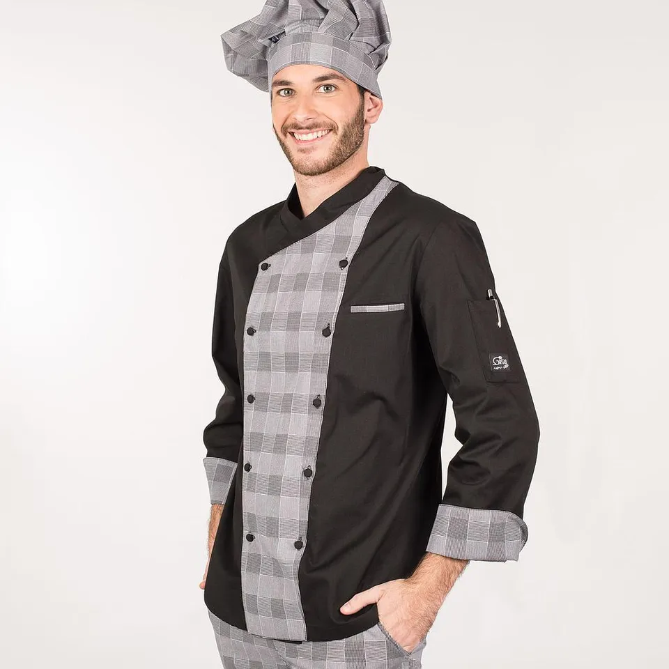 Gary's Cronos veste de cuisinier noire 100% coton