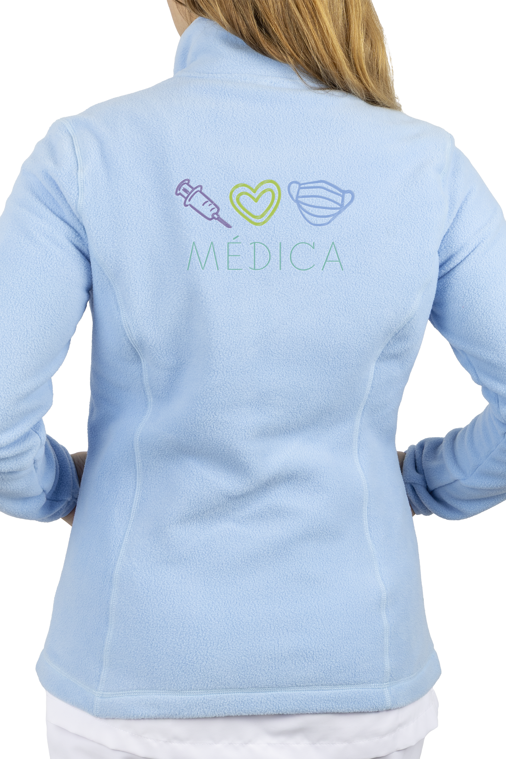 Enfermania polaire médicale femme Sweet bleu brodée chaude