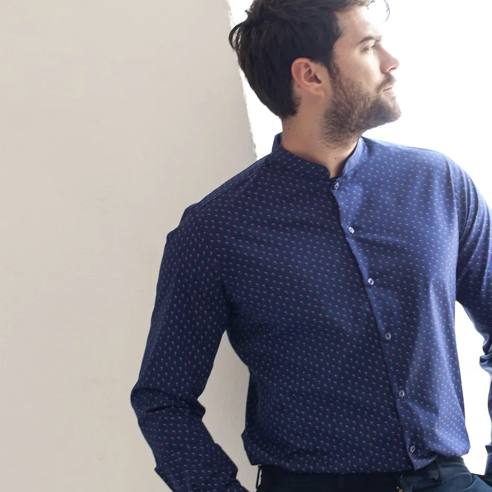 GARY'S Fiore chemise homme slim marine mouette