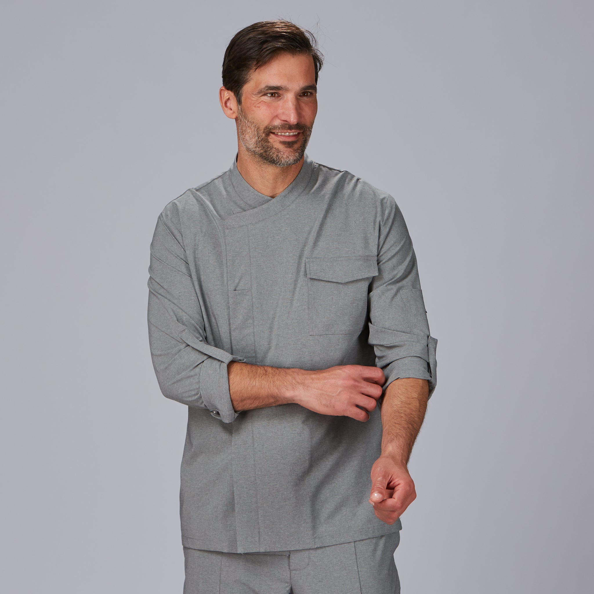 GARY'S Lorca veste cuisinier gris perle bi-extensible