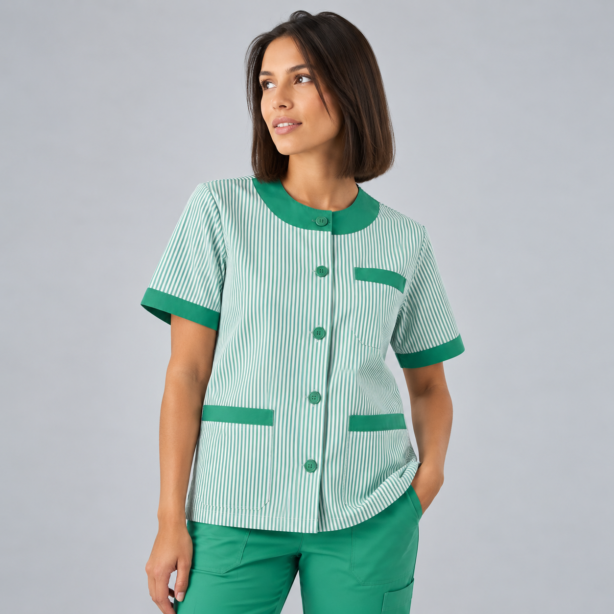 GARY'S Blouses Sanitary blouse vichy rose boutons