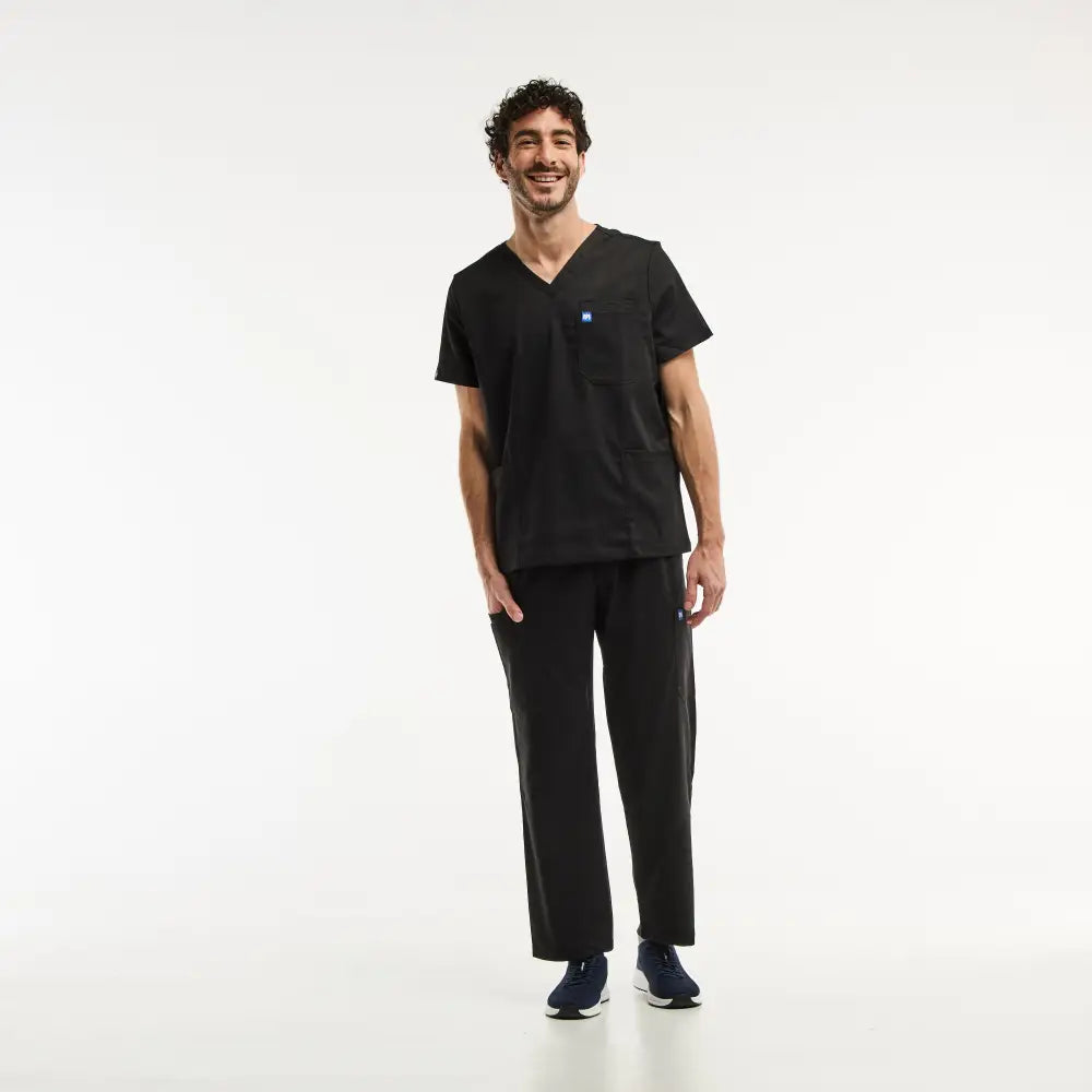 Aelin LUCA tenue médicale homme noir col V stretch