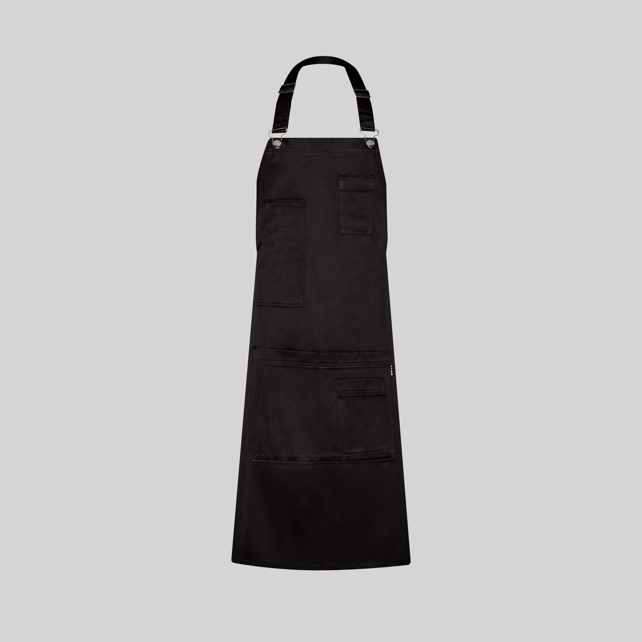 GARY'S Tablier à bavette noir satin 80x68 cm
