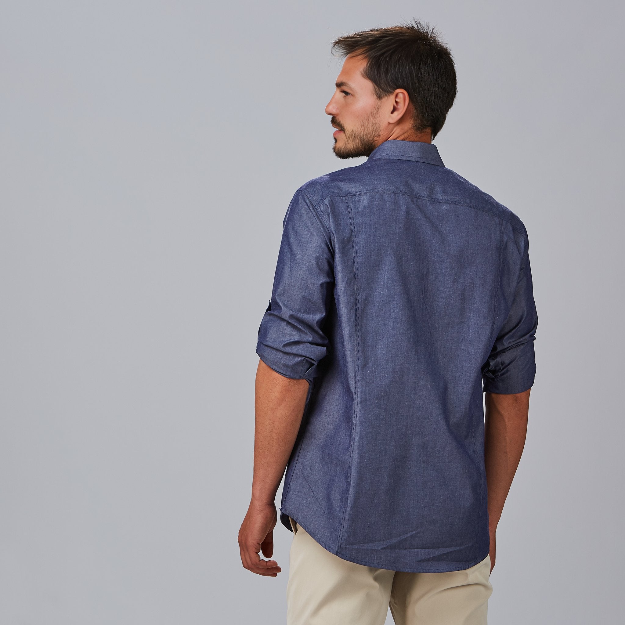 Gary's Fabio Zip chemise homme slim marine coton