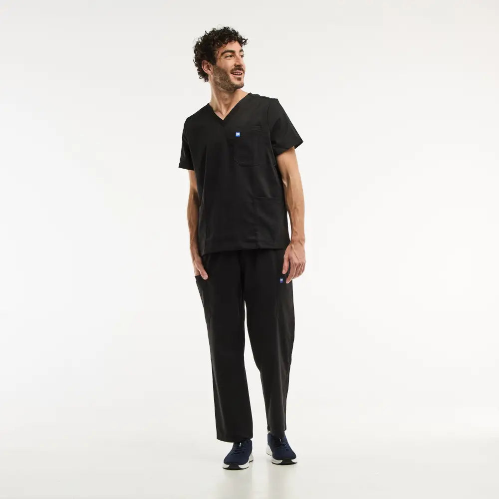 Aelin LUCA tenue médicale homme noir col V stretch