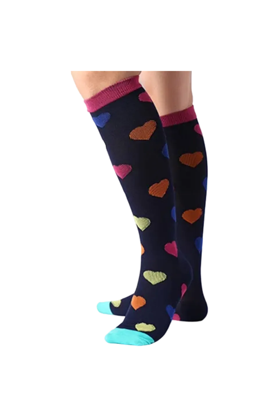 Enfermania Ropa Coeurs chaussettes de compression marine