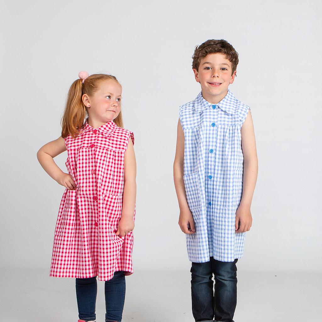 Gary's Children tablier école sans manches vichy fuchsia