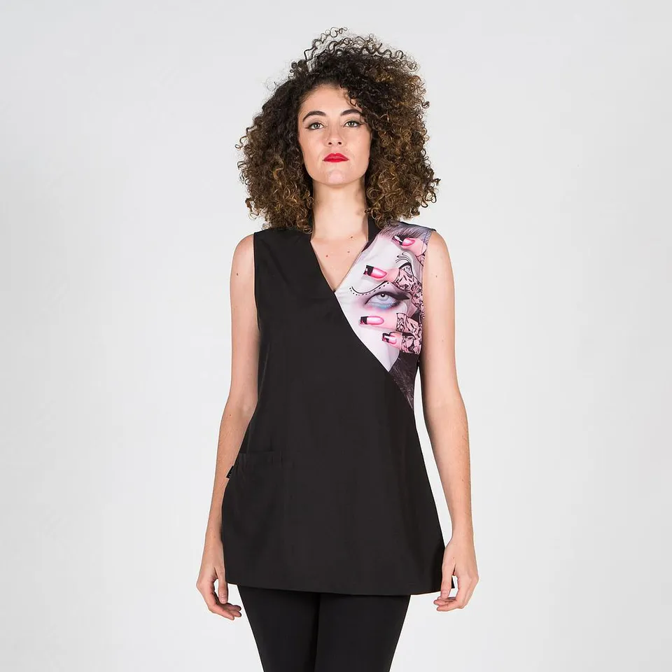 GARY'S Lilac blouse travail noire S col V polyester