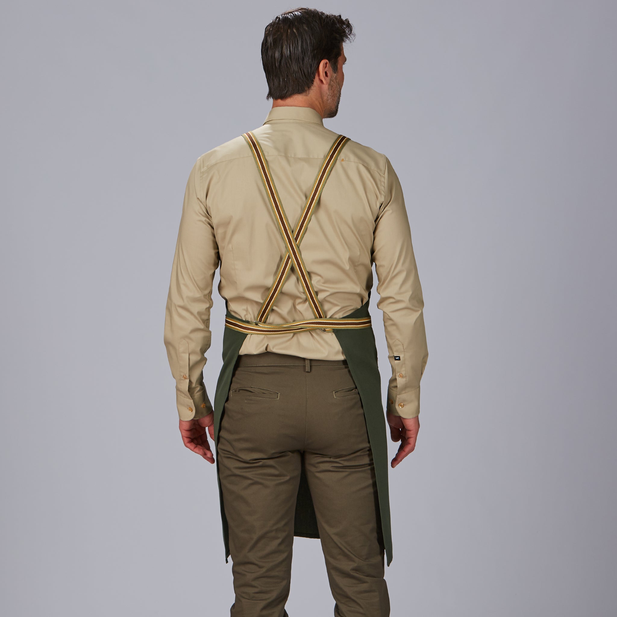 GARY'S tablier bavette bicolore marine 86x74 cm