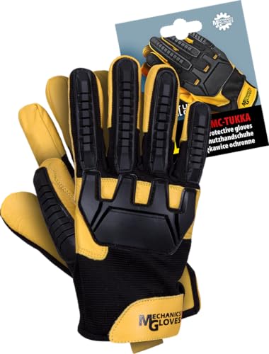 Reis RMC-Tukka gants de protection cuir noir-jaune XL