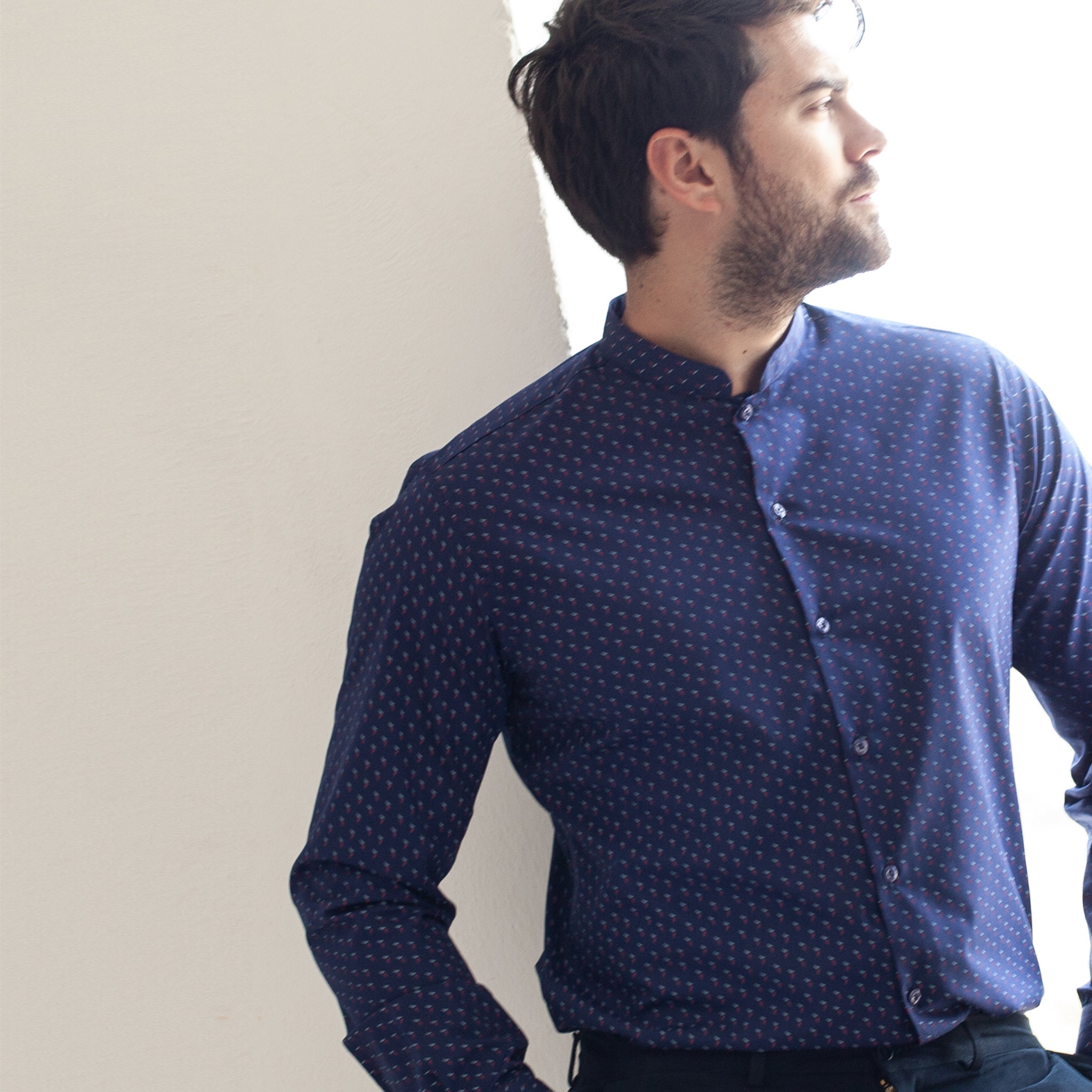 GARY'S Fiore chemise homme slim marine mouette