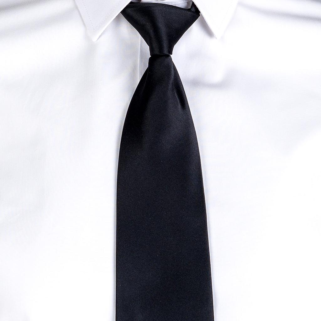 GARY'S Add-Ons cravate satin noire nœud fixe