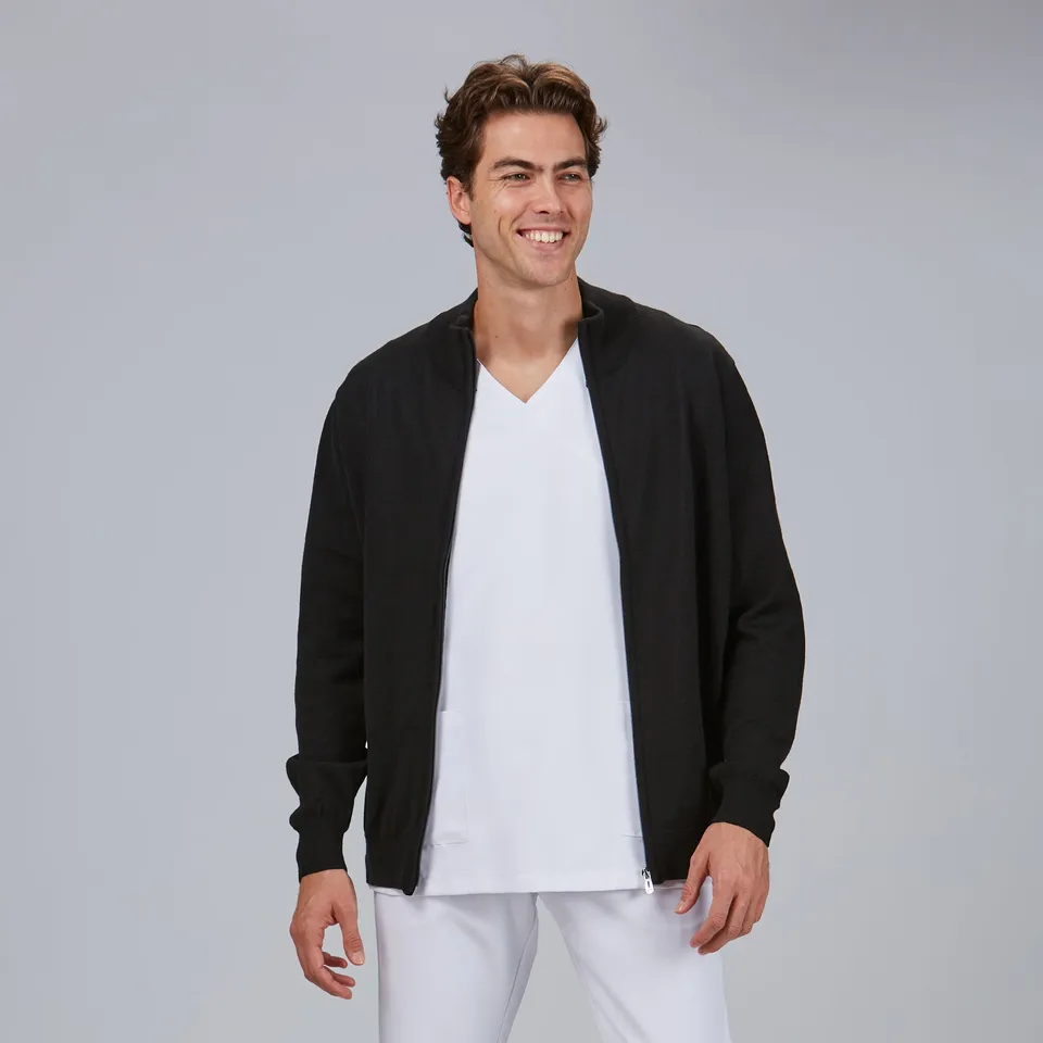 Gary's Knit cardigan homme zip maille fine noir