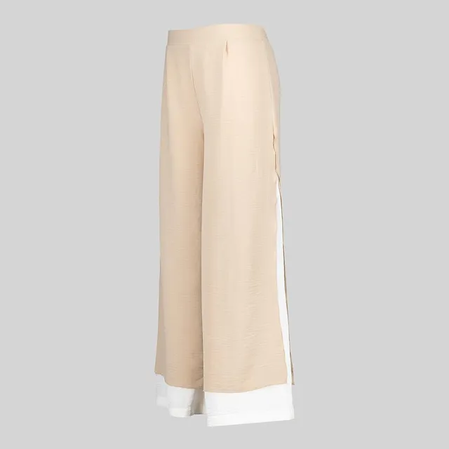 Gary's pantalon femme double gaze beige fentes