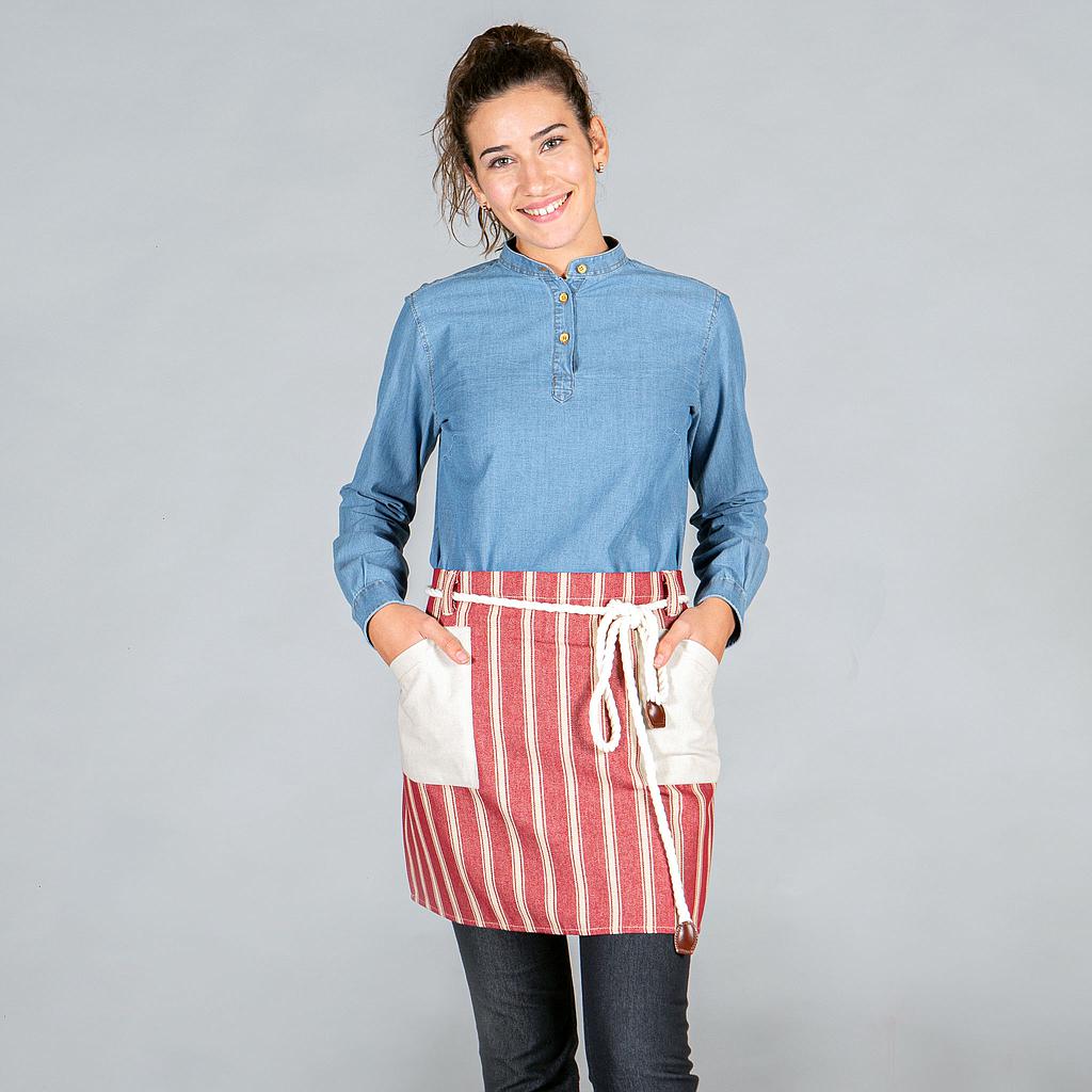 Gary's Aprons tablier bordeaux toile rayée 45x68 cm