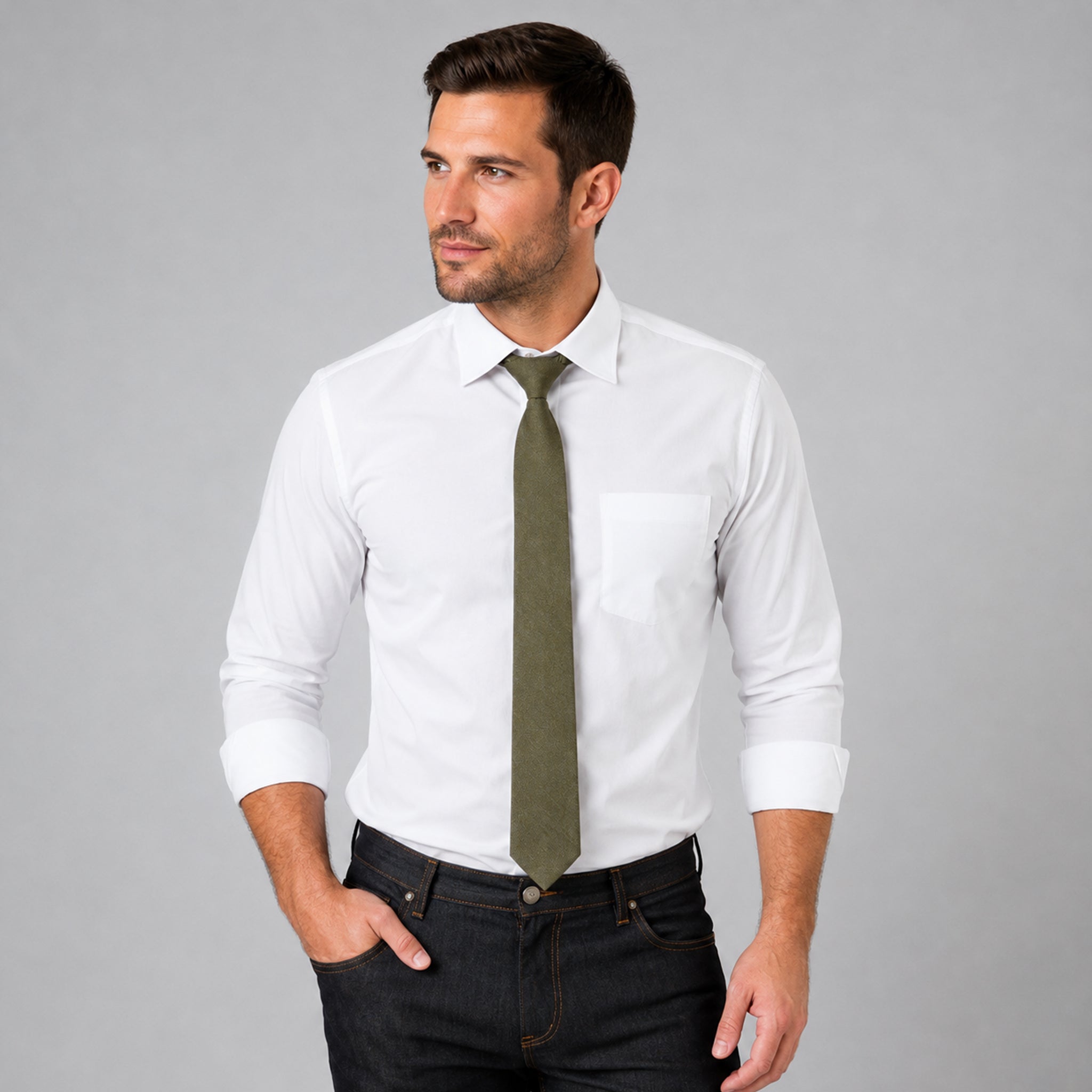 Gary's Cravate Slim Denim Noire Nœud Fixe Taille Unique