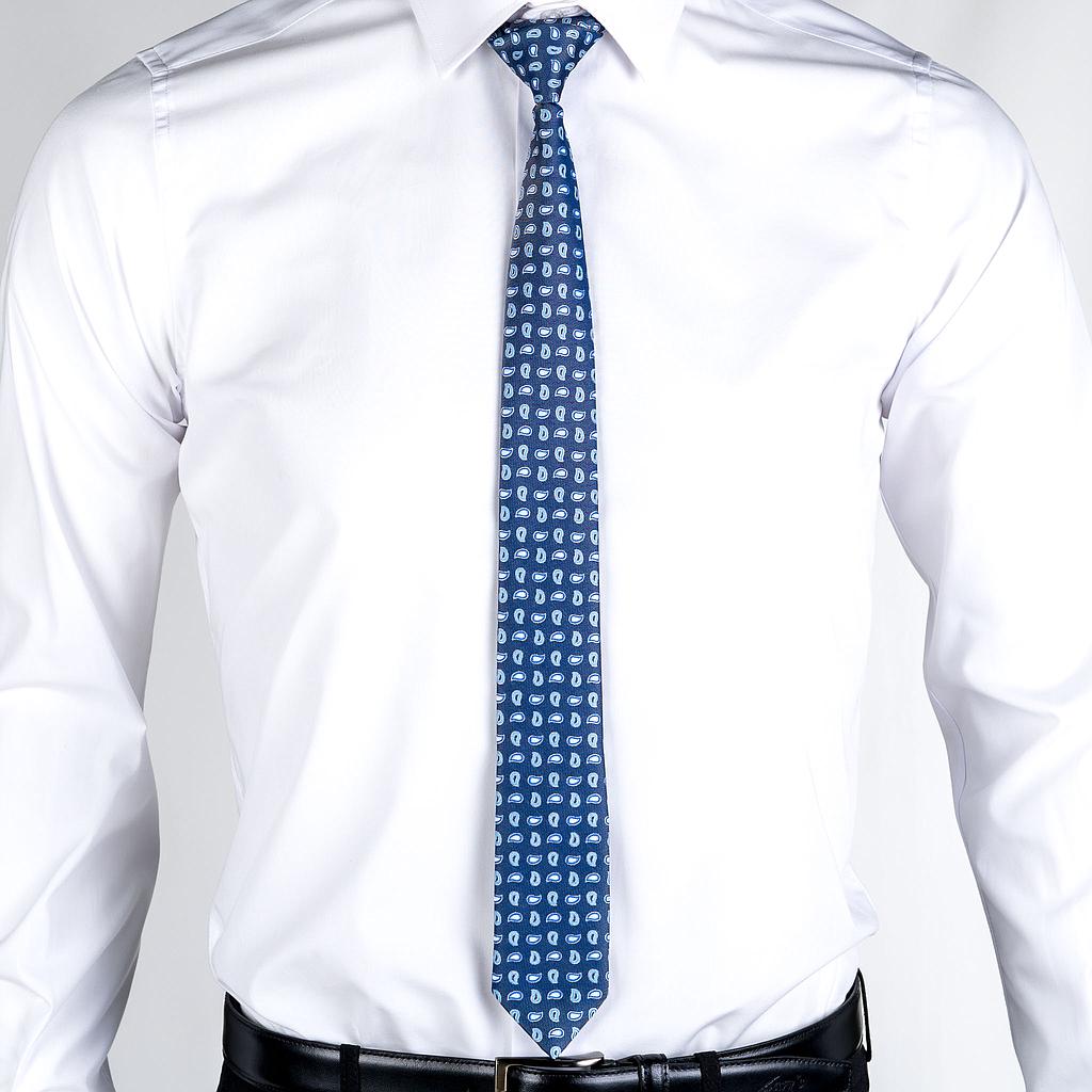 GARY'S Add-Ons Slim Jacquard cravate bleue nœud cousu
