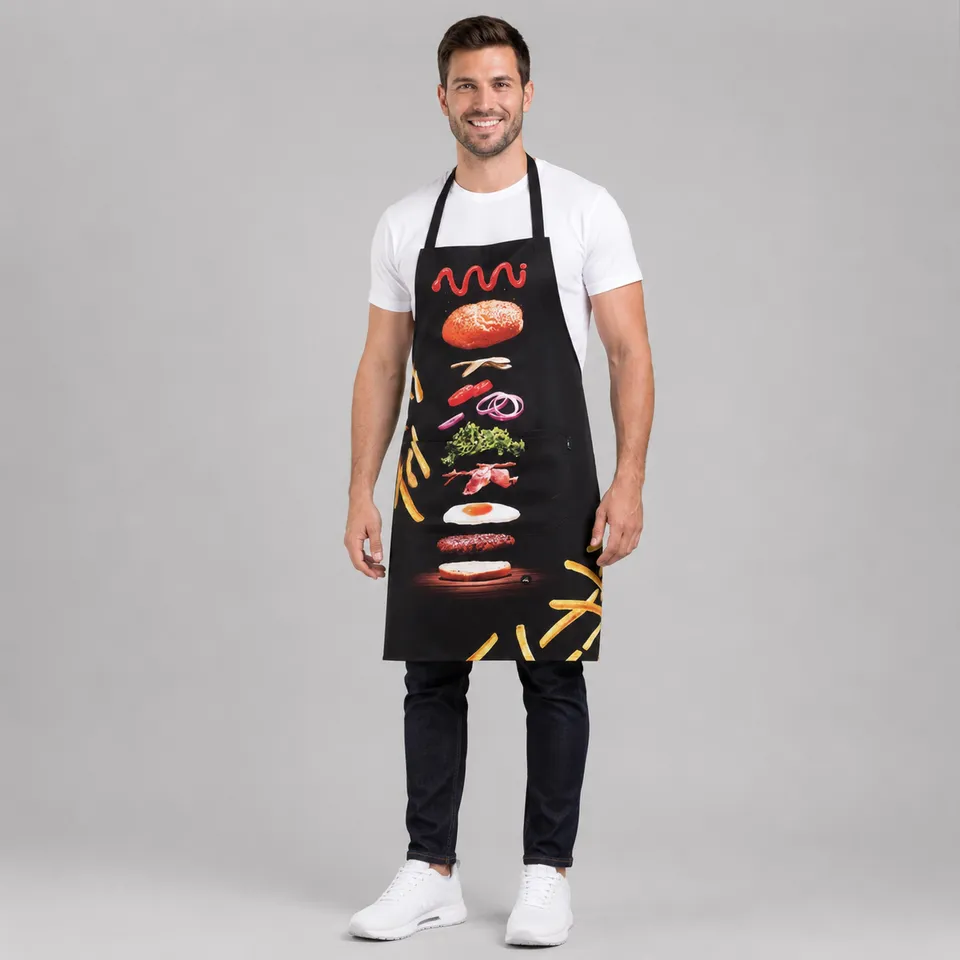 GARY'S Hamburger tablier bavette imprimé 80x69 cm