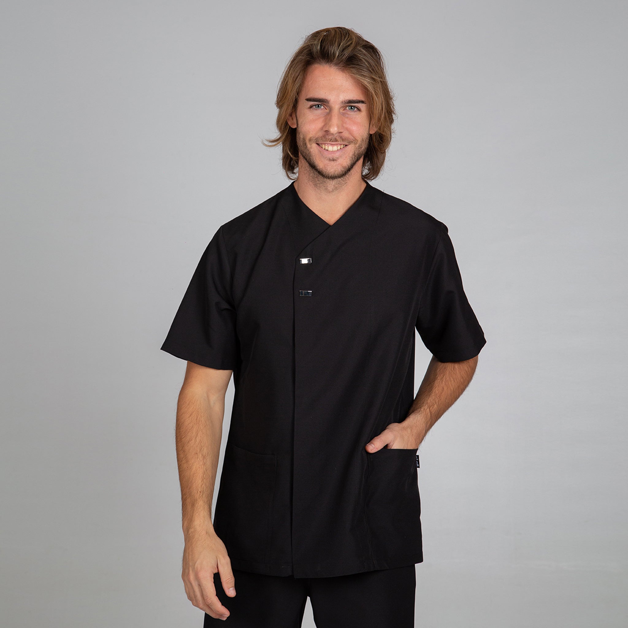 GARY'S Hugo blouse homme noire antibactérienne poches