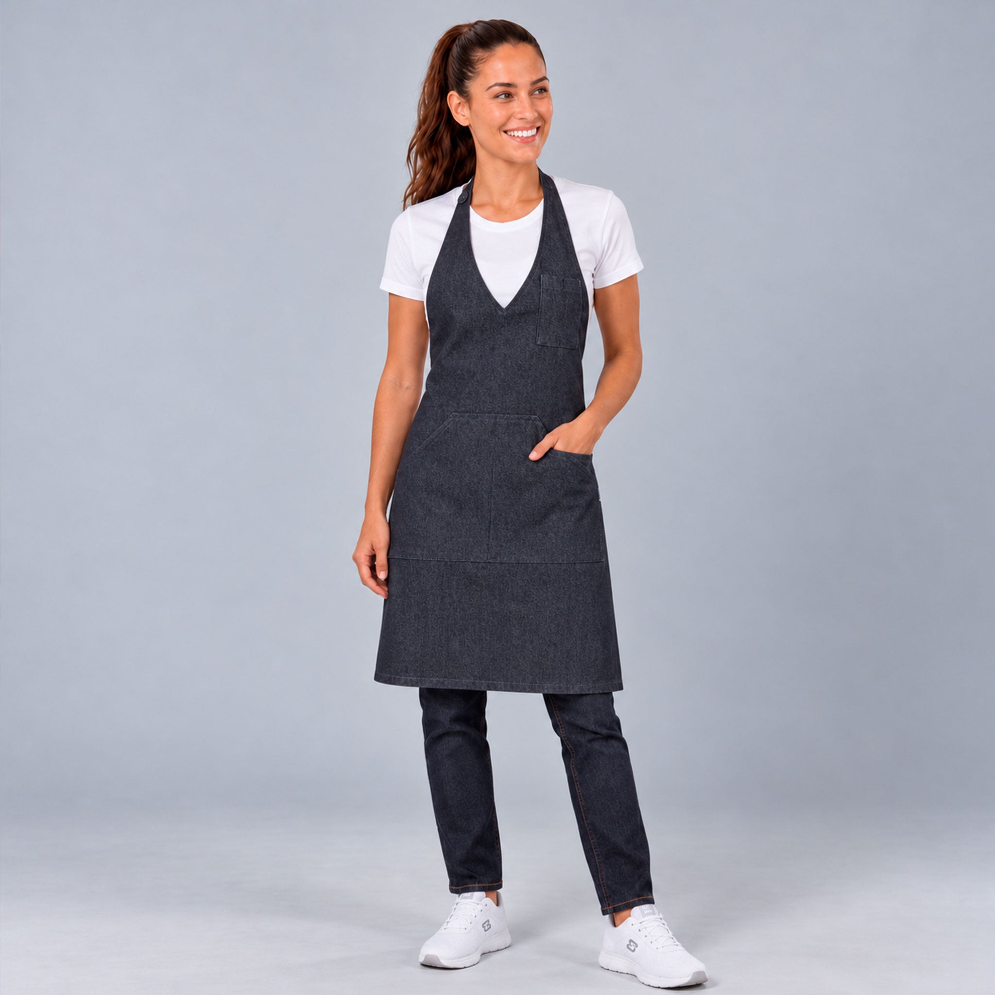 Gary's Bistro Col V Tablier Court Denim 80x65
