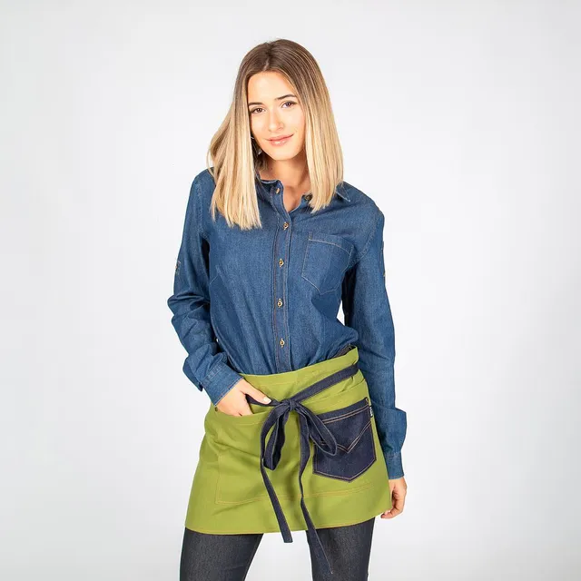 Gary's tablier court denim indigo 40x69 olive albero