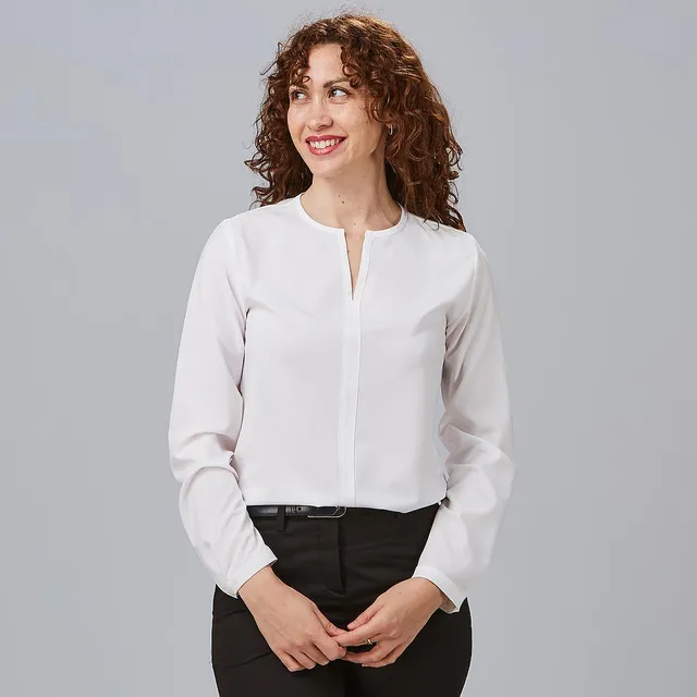 Gary's Elastic blouse travail femme blanche manches longues
