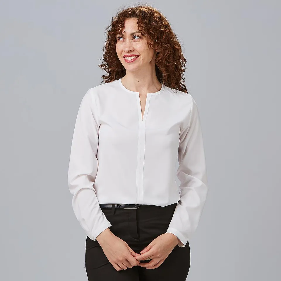 Gary's Elastic blouse travail femme blanche manches longues