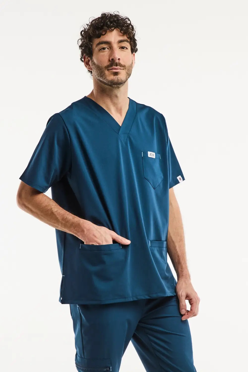 Aelin Slimfit tunique médicale homme bleu turquoise