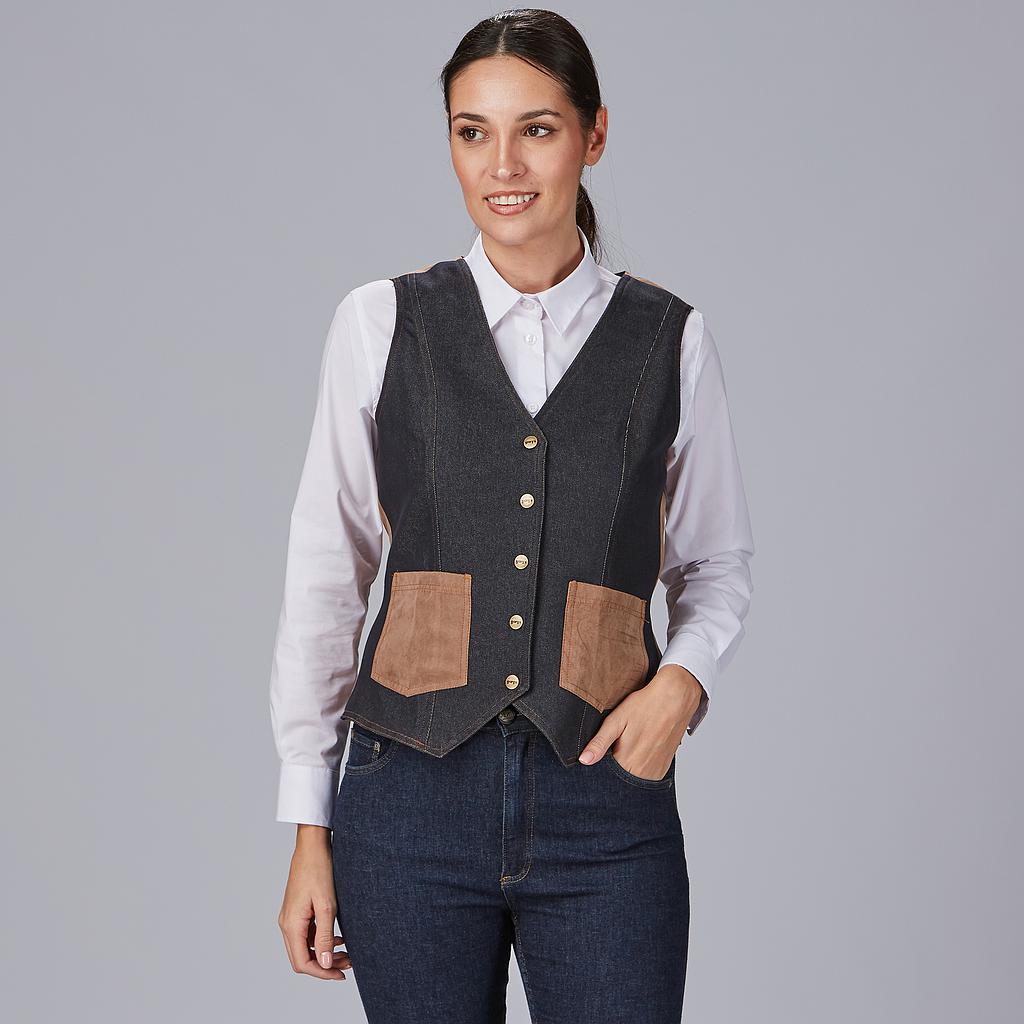 GARY'S Baena gilet de serveuse femme denim marine