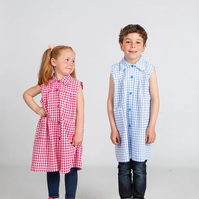 Gary's Children tablier école sans manches vichy fuchsia
