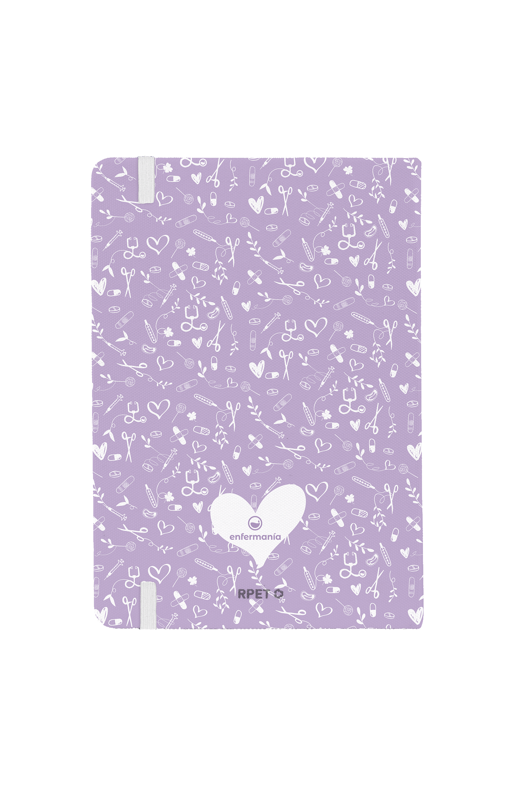 Enfermania Papelería Sweet Lavanda carnet A5 ligné élastique blanc