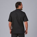 GARY'S veste cuisine unisexe noire manches courtes popeline
