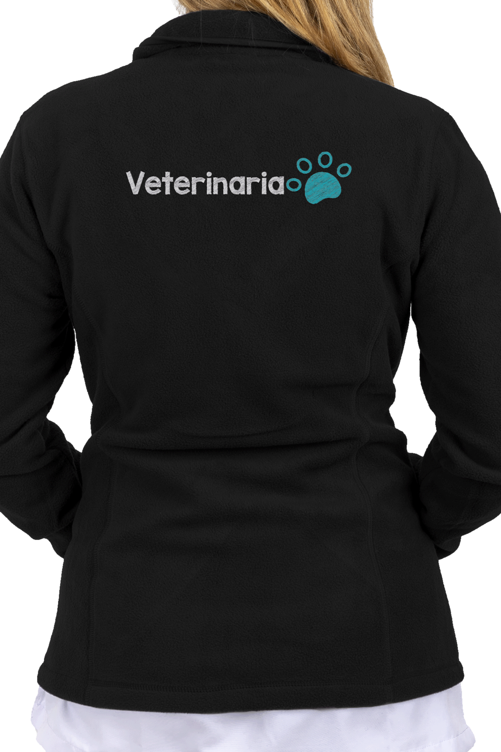 Enfermania Ropa Veterinario veste polaire femme noire brodée