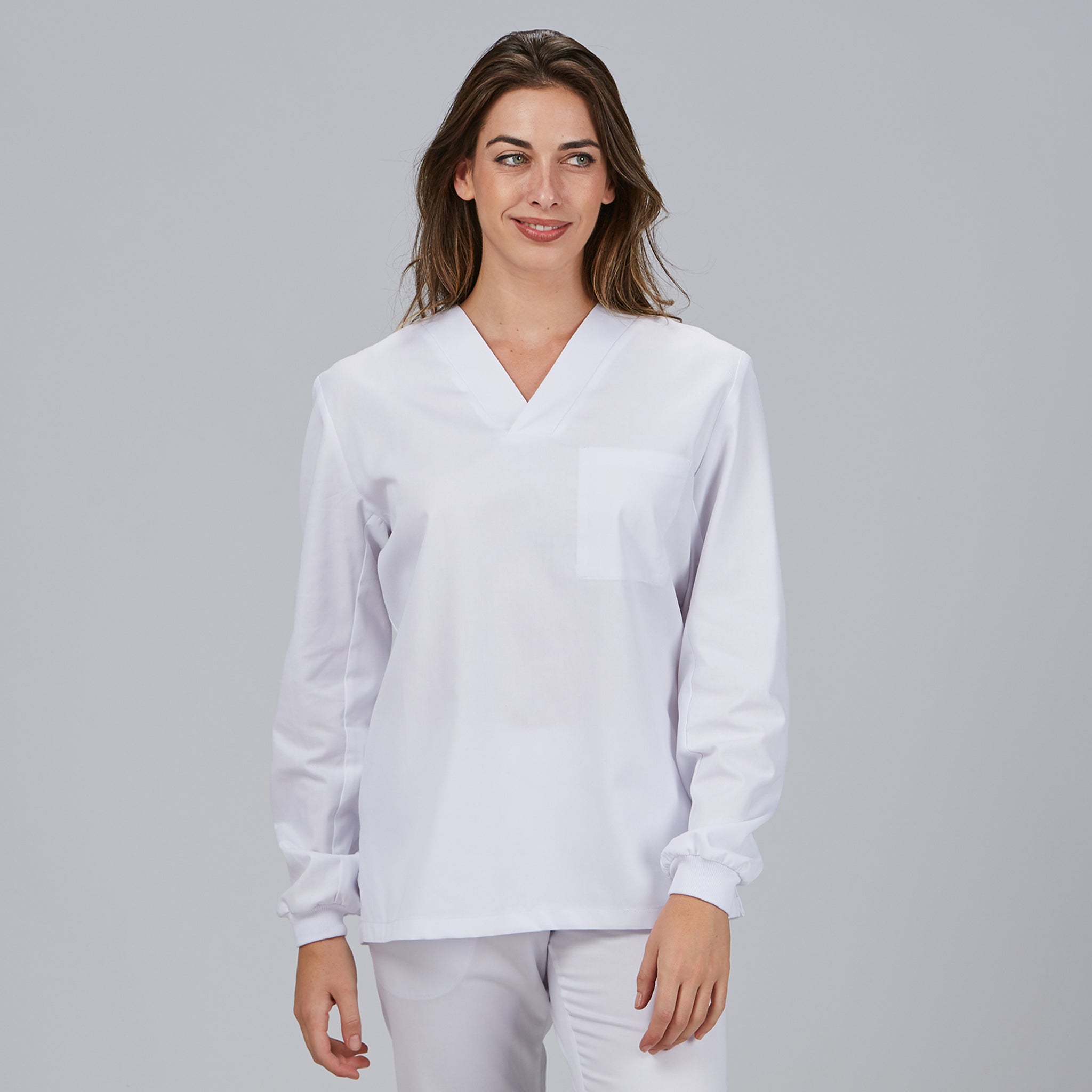 Gary's blouse médicale unisexe blanche manches longues