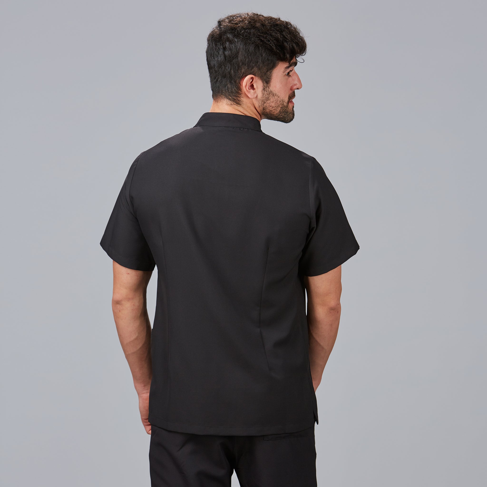 Gary's Mallorca veste médicale homme Noir col mao zip