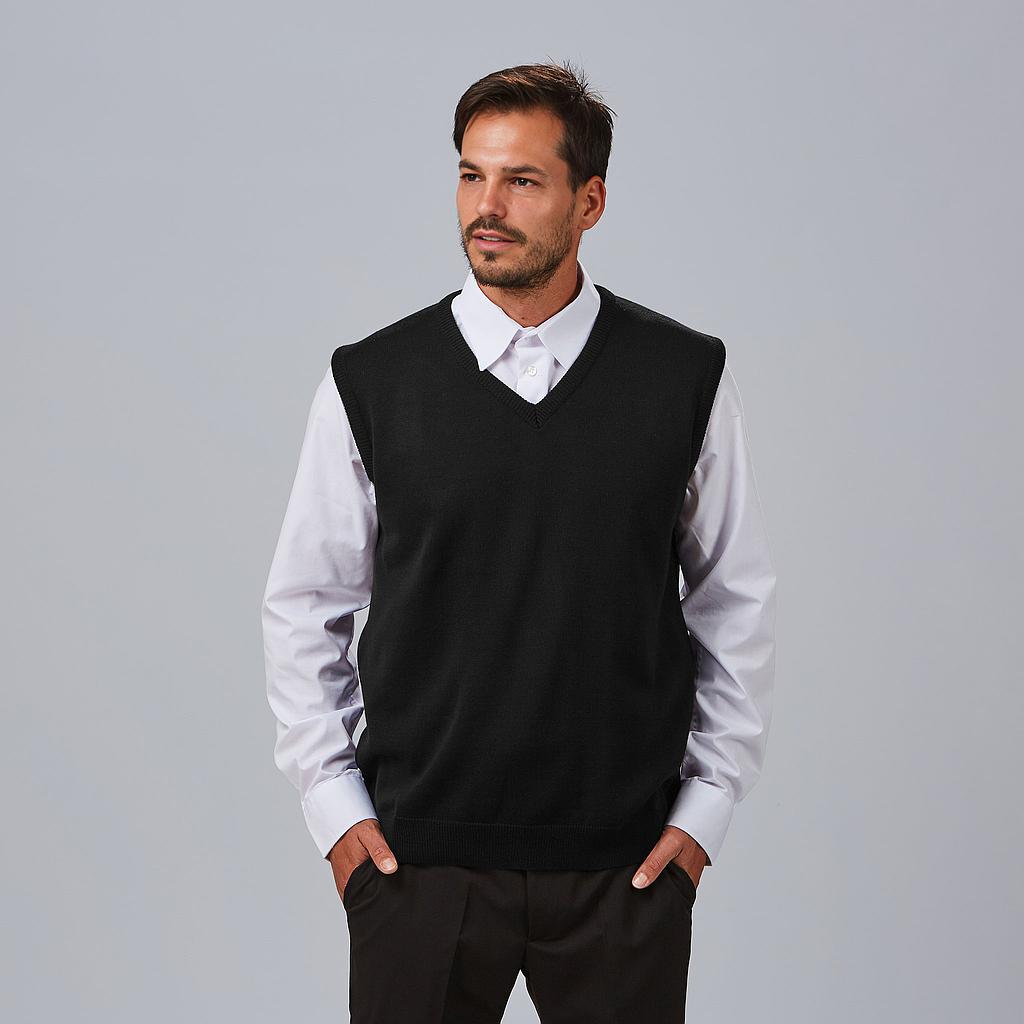 Gary's Pull Col V Homme Noir Sans Manche Travail