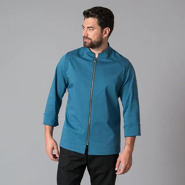 GARY'S Ferrer veste cuisine unisexe bleu pétrole zip