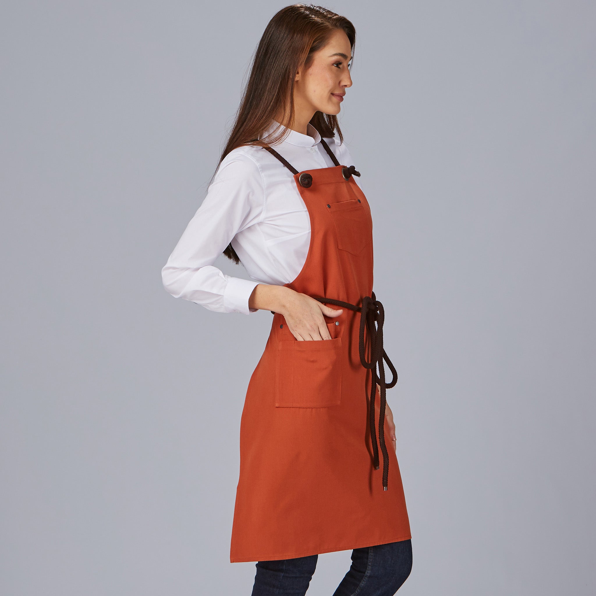 GARY'S Aprons tablier bavette noir 88x74 cordon tressé 5 poches