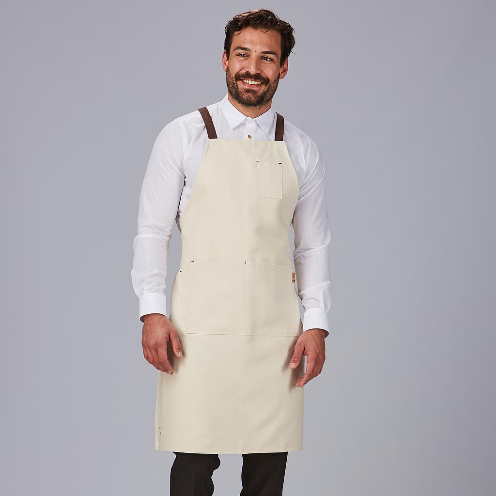 Gary's tablier bavette coton bio ivoire 91x74 cm poches