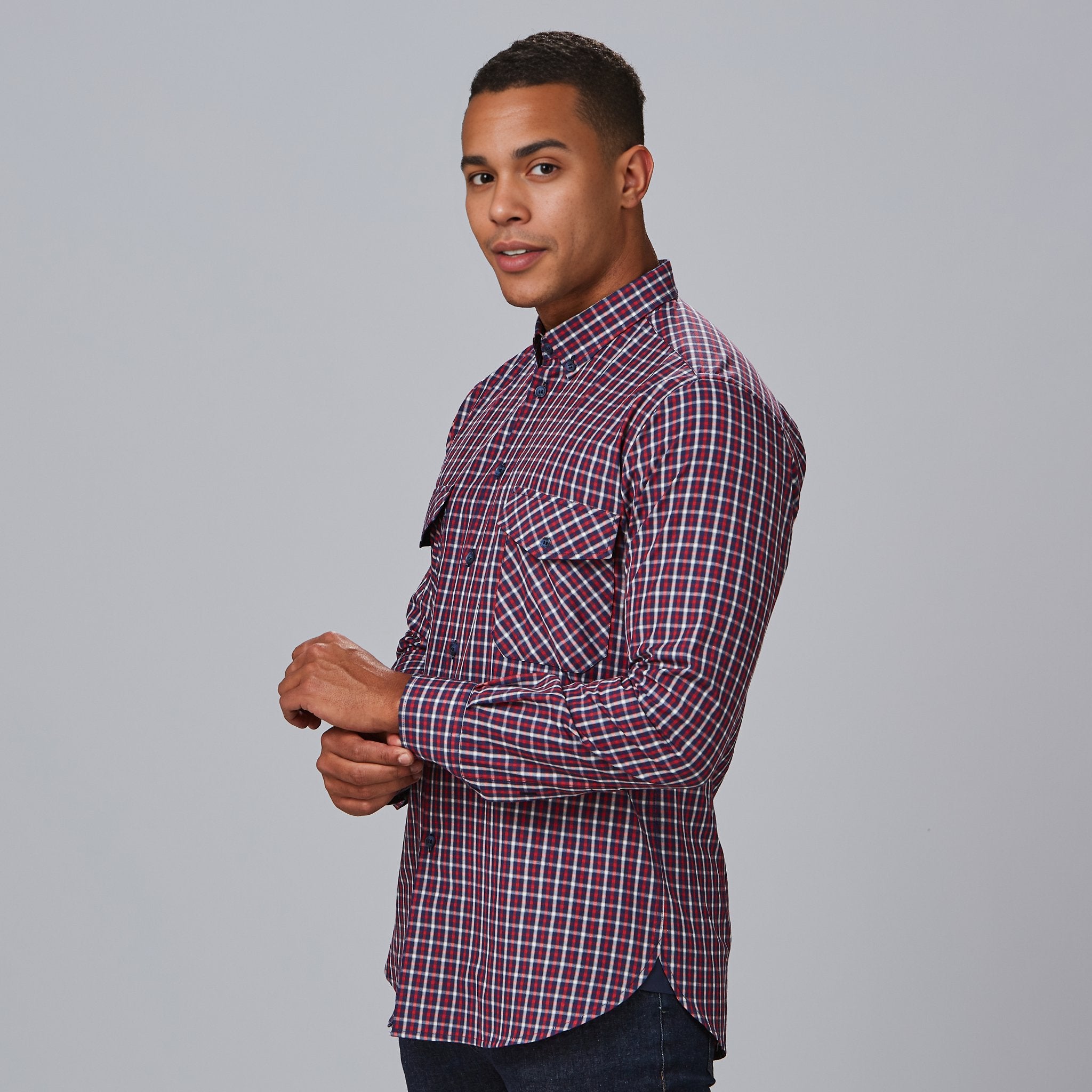 Gary's Fausto Chemise Homme Carreaux Marine Slim
